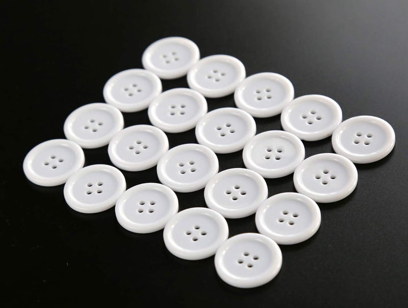 GANSSIA 7/8 Inch (22.5mm) White Button Resin Sewing Buttons for Garment and DIY Craft Scrapbooking Pack of 70 Pcs - Image 4
